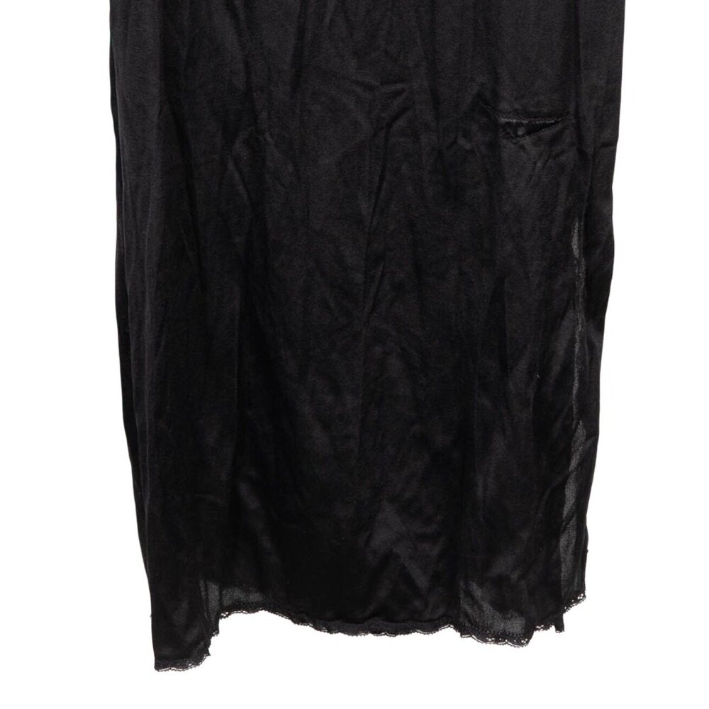 Sears VTG Black Full Slip Dress 32 Womens Lace Trim Adjustable Crepelon Long - Picture 3 of 8
